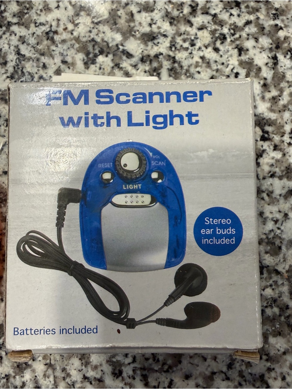 Mini FM Scanner with Light - Blue Portable Radio